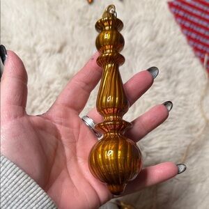 Polish/Czech glasswork gold mercury-glass– Finial blown glass Christmas ornament